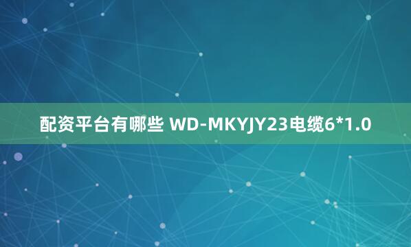 配资平台有哪些 WD-MKYJY23电缆6*1.0
